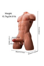 34.61LB Henry  Muscle Male Torso Sex Doll with 6.29″ Realistic Vibrating & Wiggling Dildo [USA STOCK] - Image 9